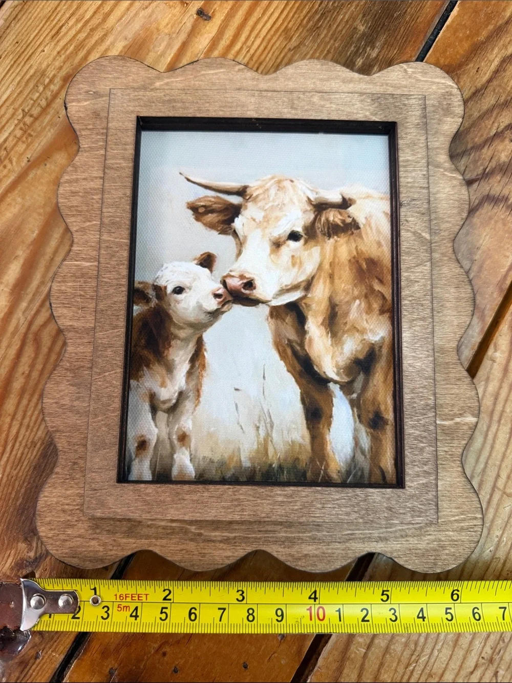 Rustic Brown Cow Print in Wood Frame - Home Accents